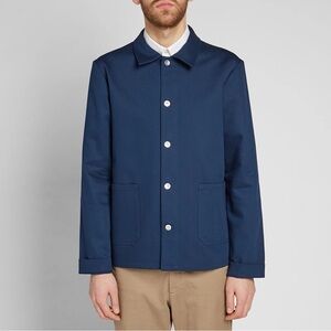 Men’s A.P.C. KERLOUAN BEDFORD CANVAS WORK JACKET Marine Blue XL New